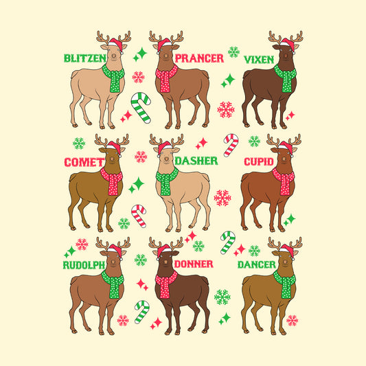 Christmas Reindeer Names Cozy Xmas Dasher Dancer Prancer | PRODUCT CODE: DSGCPVNMDO