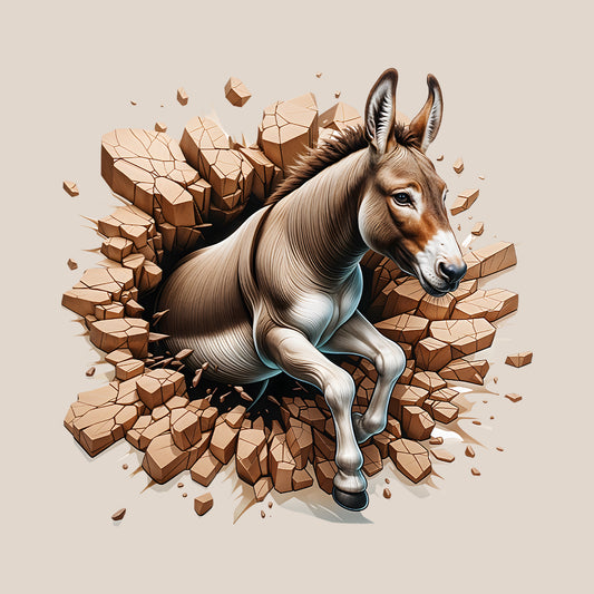 Donkey Breaking Through Wall 3D Realistic Donkey | PRODUCT CODE: DSKNYBRKLECA