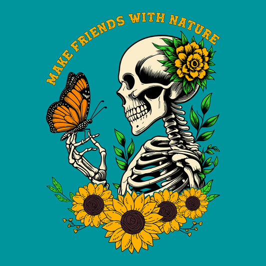 Floral Gothic Daisy Sunflower Skull | PRODUCT CODE: DSYSKFLWT