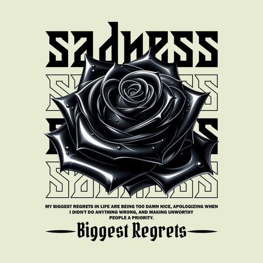 Edgy Black Rose Sadness Biggest Regrets Dark Aesthetic | PRODUCT CODE: EDYGBKCRSED