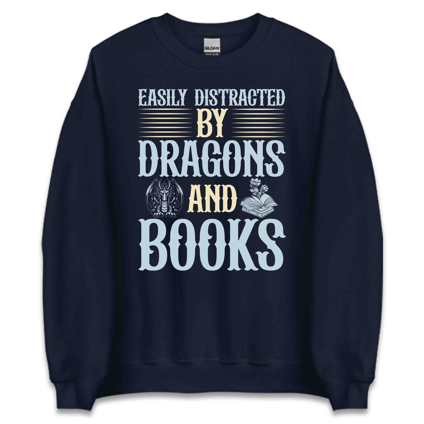 Easily Distracted by Dragons & Books Fantasy Reader Bookish Mythical Creature | PRODUCT CODE: ELSYDRTBCKAO