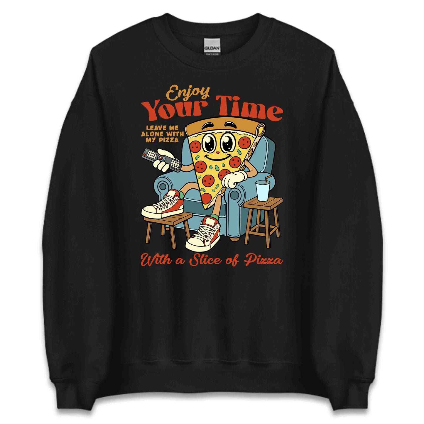 Enjoy Your Time Pizza Lover Cartoon Pizza Humor | PRODUCT CODE: ENYJYROTMPAC