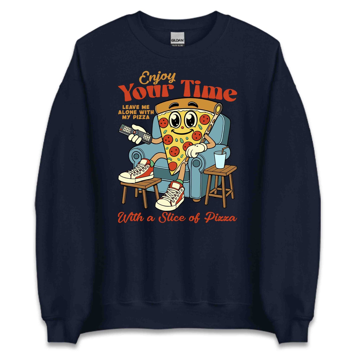 Enjoy Your Time Pizza Lover Cartoon Pizza Humor | PRODUCT CODE: ENYJYROTMPAC