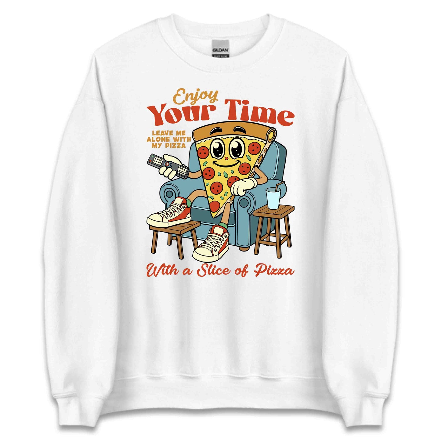 Enjoy Your Time Pizza Lover Cartoon Pizza Humor | PRODUCT CODE: ENYJYROTMPAC