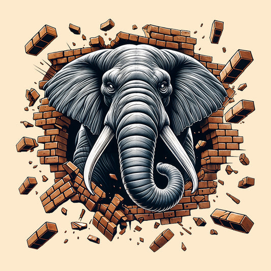 Elephant Breaking Through Wall 3D Realistic Majestic Wildlife-Inspired | PRODUCT CODE: EPHNTBRKGWL