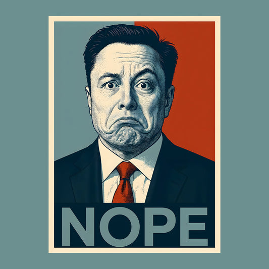Funny Elon Musk "NOPE" Meme T-Shirt, Jumper & Hoodie – Political Parody, Sarcastic Humor for SpaceX Geeks & Tech Fans | PRODUCT CODE: FEBHJSAD