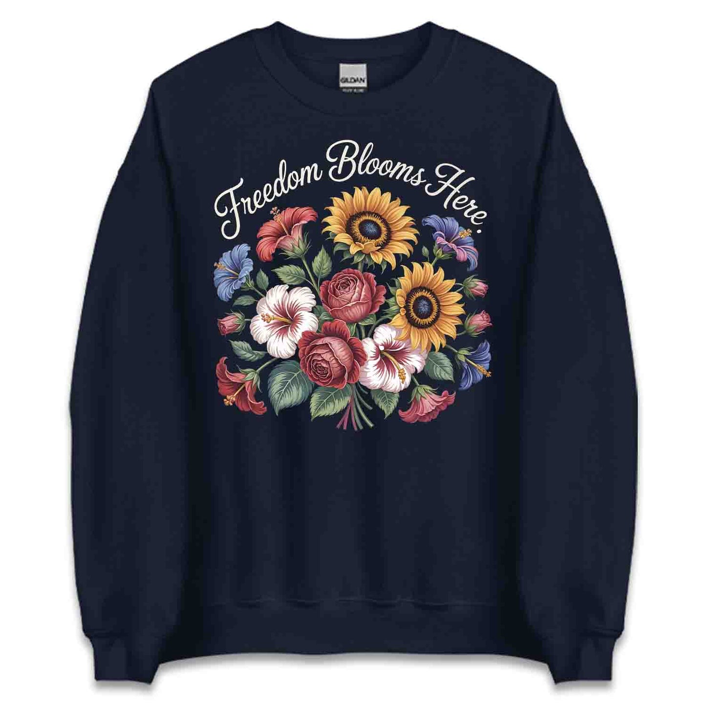 Freedom Blooms T-Shirt, Vintage Floral Sweatshirt, Patriotic Garden Hoodie | PRODUCT CODE: FJWHERMB