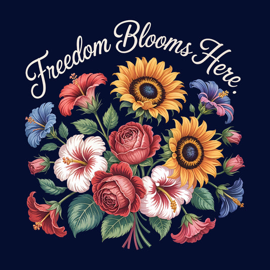 Freedom Blooms T-Shirt, Vintage Floral Sweatshirt, Patriotic Garden Hoodie | PRODUCT CODE: FJWHERMB