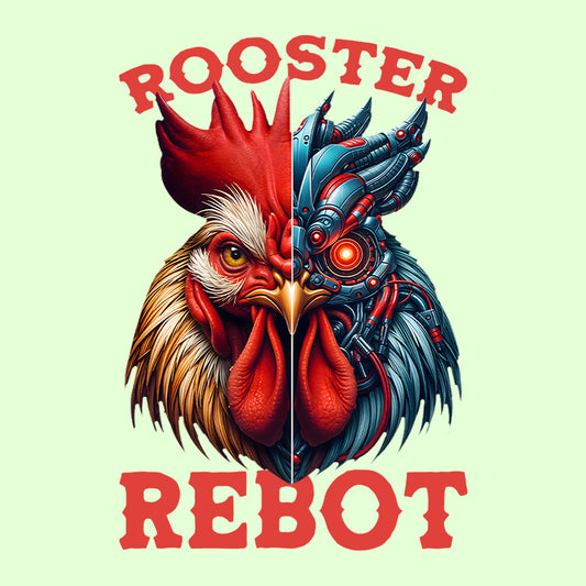 Half Cyberpunk Rooster Half Realistic Chicken Futuristic AI-Mech Bird Steampunk Cybernetic | PRODUCT CODE: FLDEHABVWICYJ