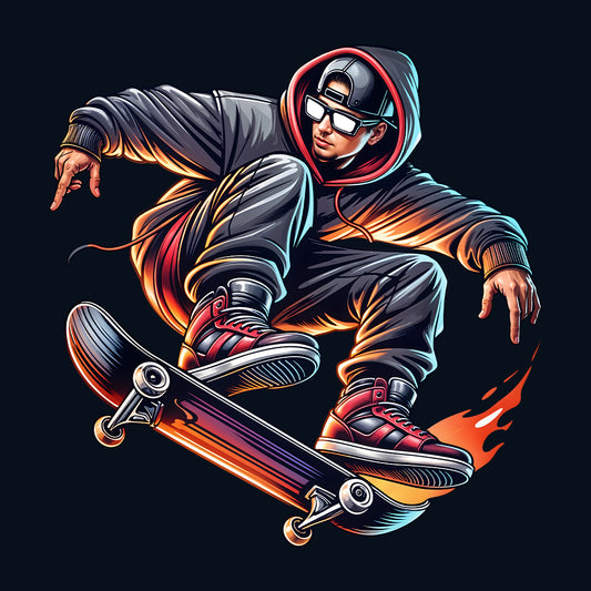 Flaming Skateboard Epic Skater Urban Streetwear | PRODUCT CODE: FLMBHWAIODGB