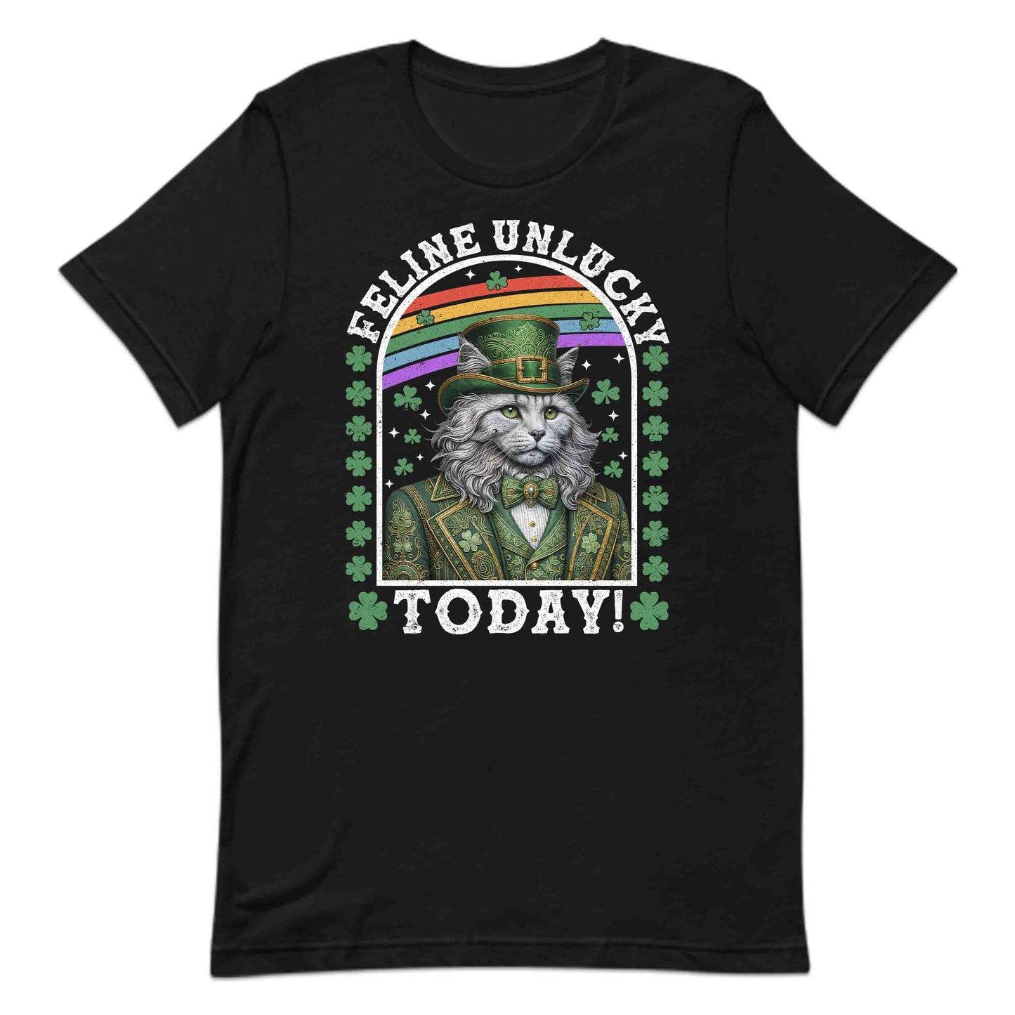 Feline Unlucky Today Funny St. Patrick’s Day Leprechaun Cat Irish Humor | PRODUCT CODE: FLNENUEKABOW