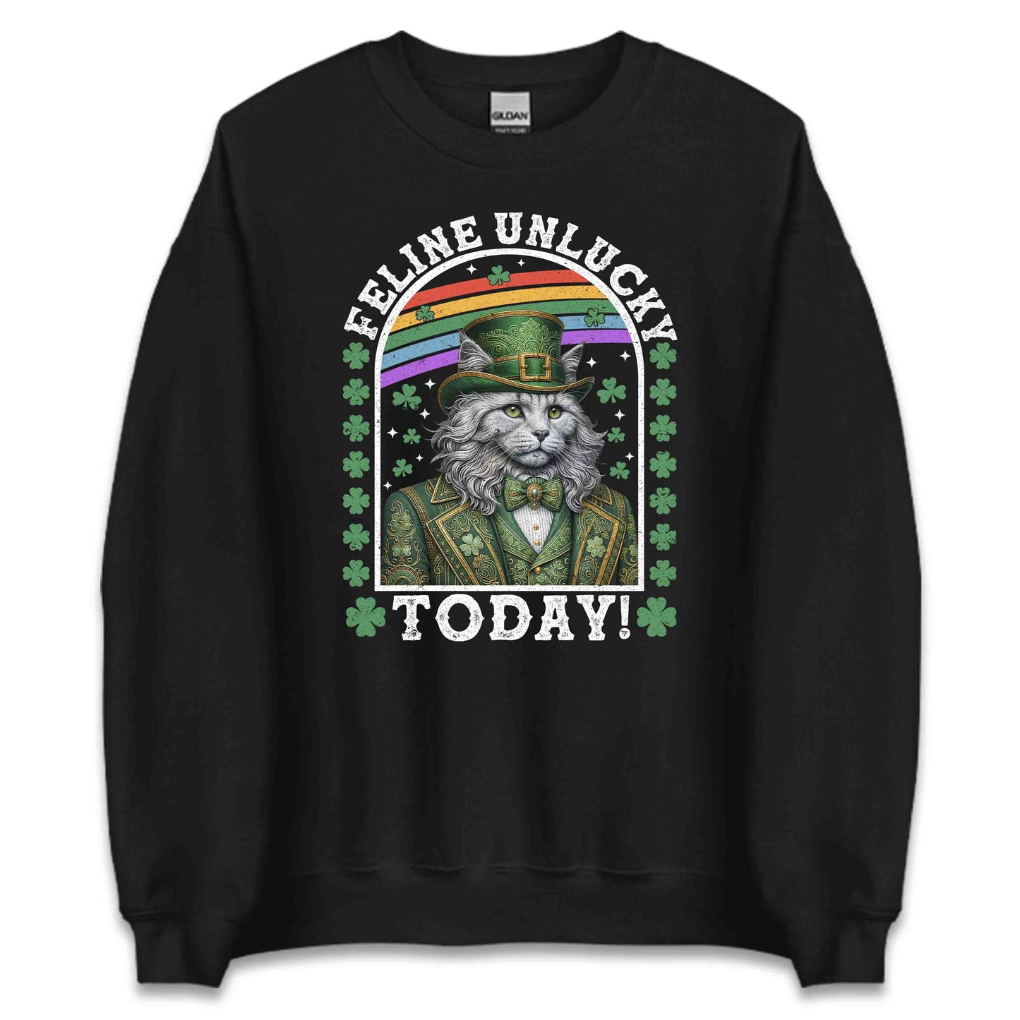 Feline Unlucky Today Funny St. Patrick’s Day Leprechaun Cat Irish Humor | PRODUCT CODE: FLNENUEKABOW