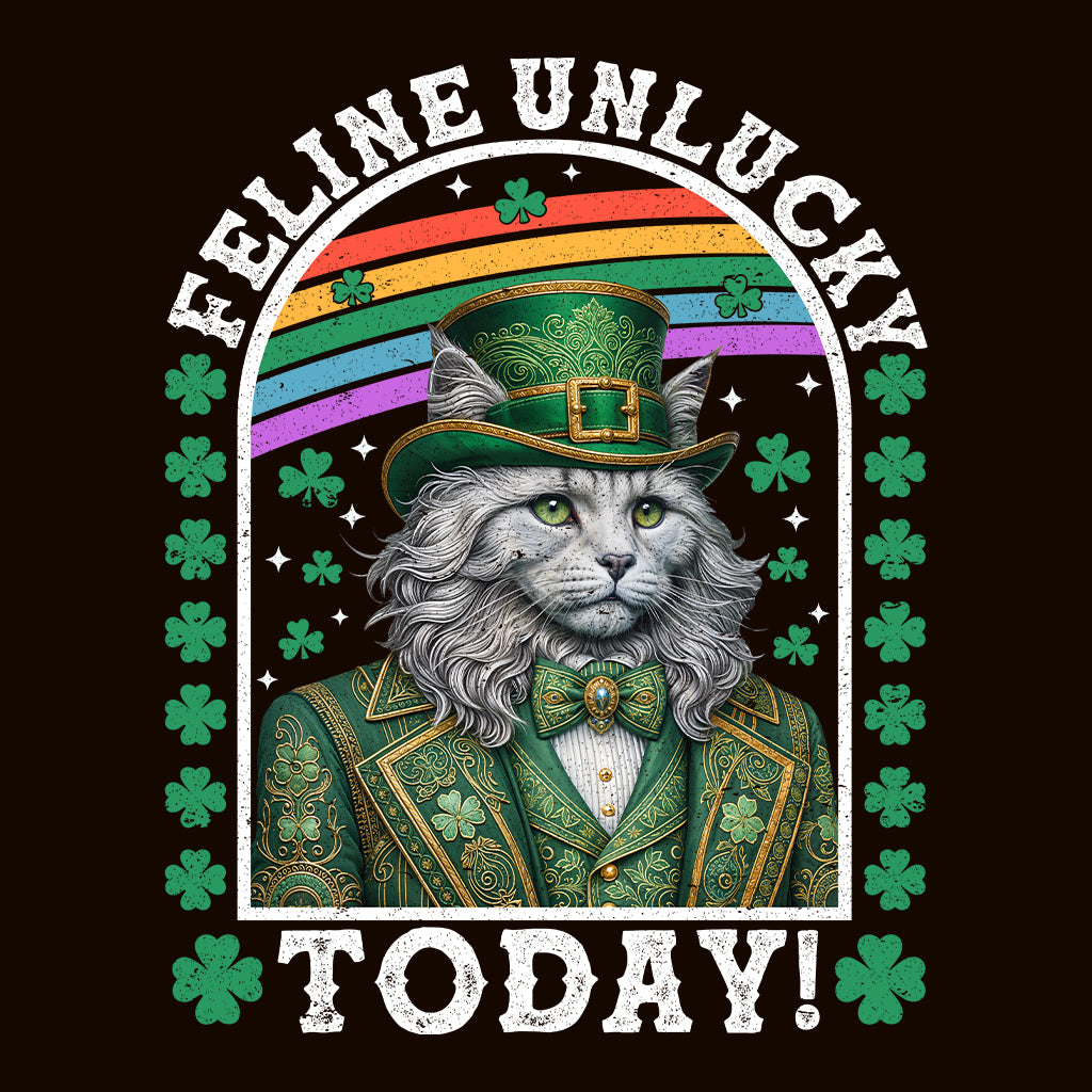Feline Unlucky Today Funny St. Patrick’s Day Leprechaun Cat Irish Humor | PRODUCT CODE: FLNENUEKABOW