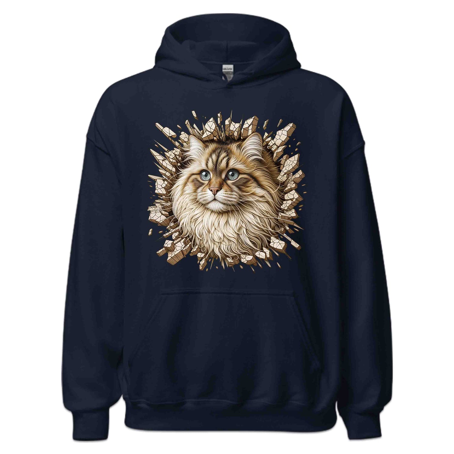 Fluffy Siberian Cat Breaking Through Wall 3D Realistic Cat | PRODUCT CODE: FLYSBRNCRABH