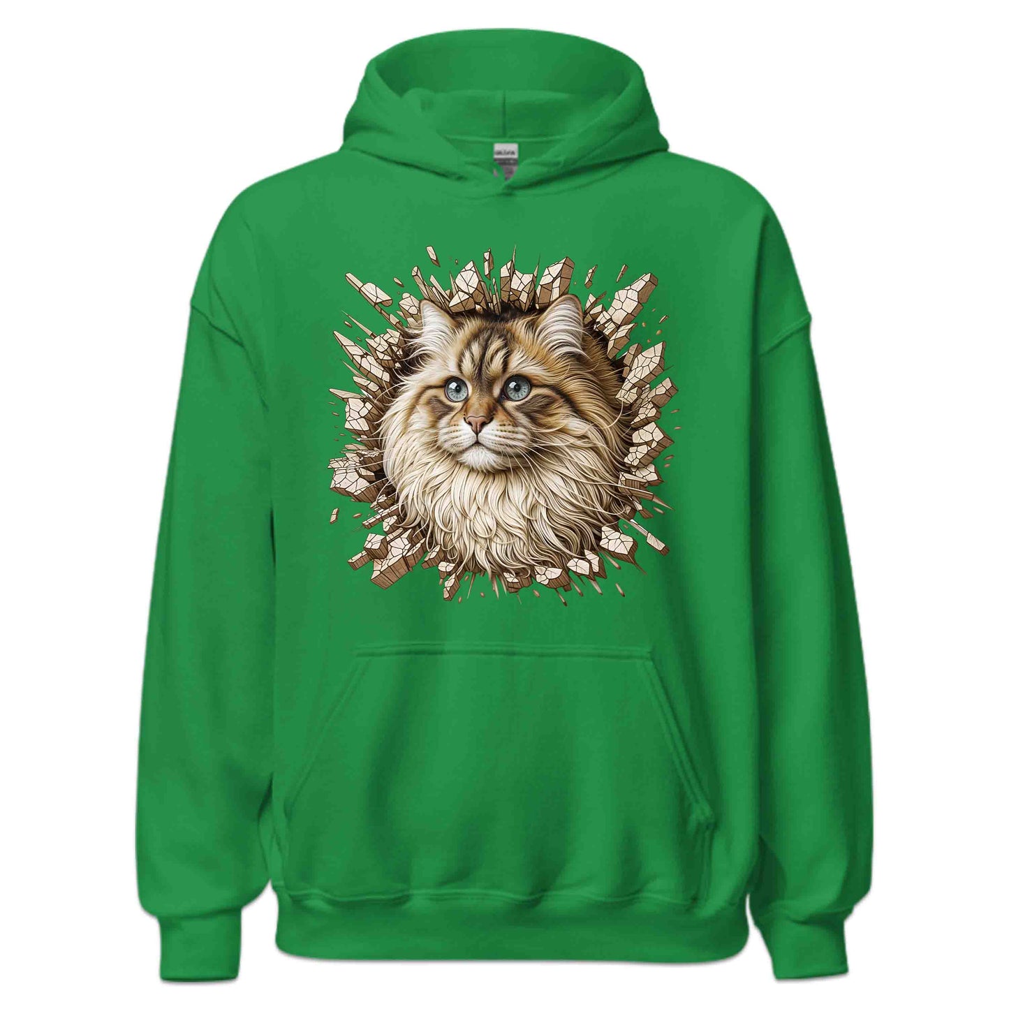 Fluffy Siberian Cat Breaking Through Wall 3D Realistic Cat | PRODUCT CODE: FLYSBRNCRABH