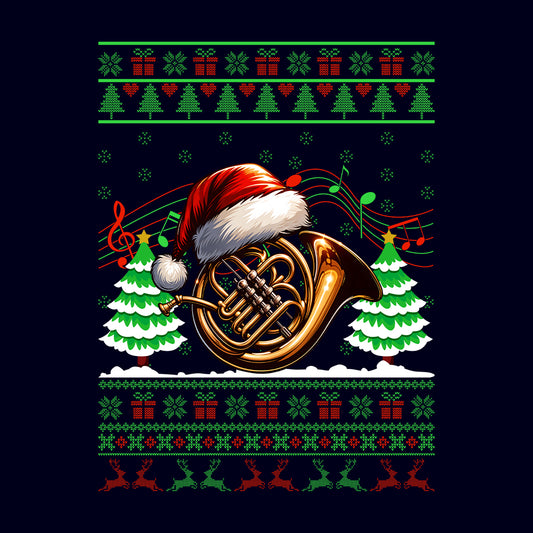 French Horn Christmas Ugly Xmas Musicians | PRODUCT CODE: FNCHORCHMTSU