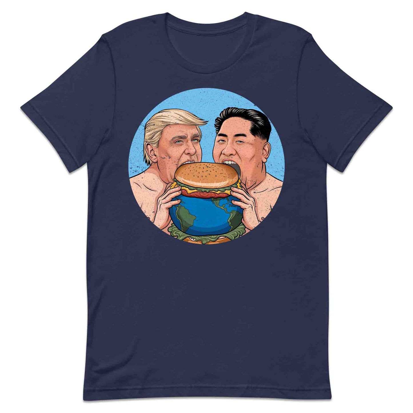 Funny Political Satire T-Shirt | Global Leaders Earth Burger Jumper | World Power Hunger Hoodie | PRODUCT CODE: FNPLCTASGB