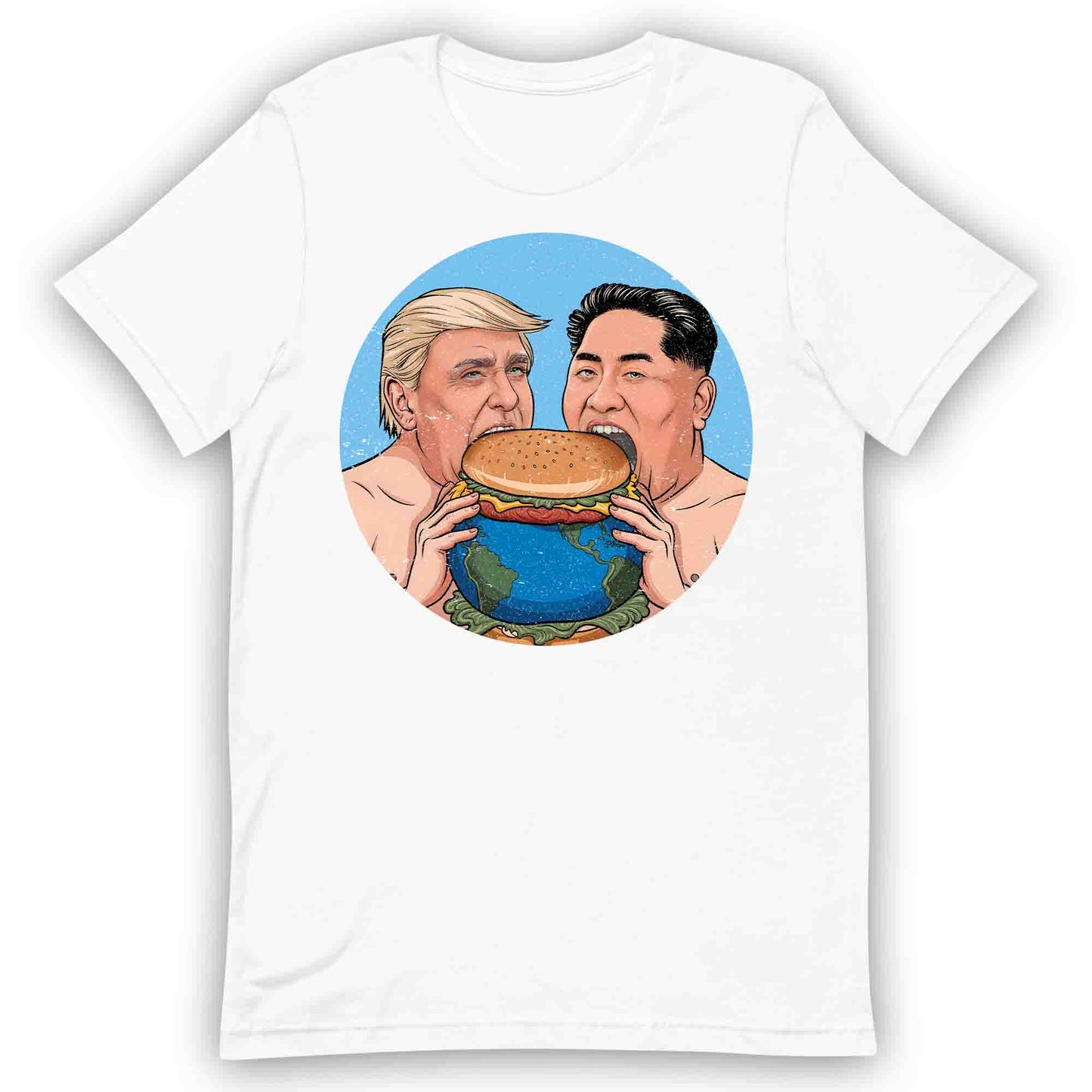 Funny Political Satire T-Shirt | Global Leaders Earth Burger Jumper | World Power Hunger Hoodie | PRODUCT CODE: FNPLCTASGB