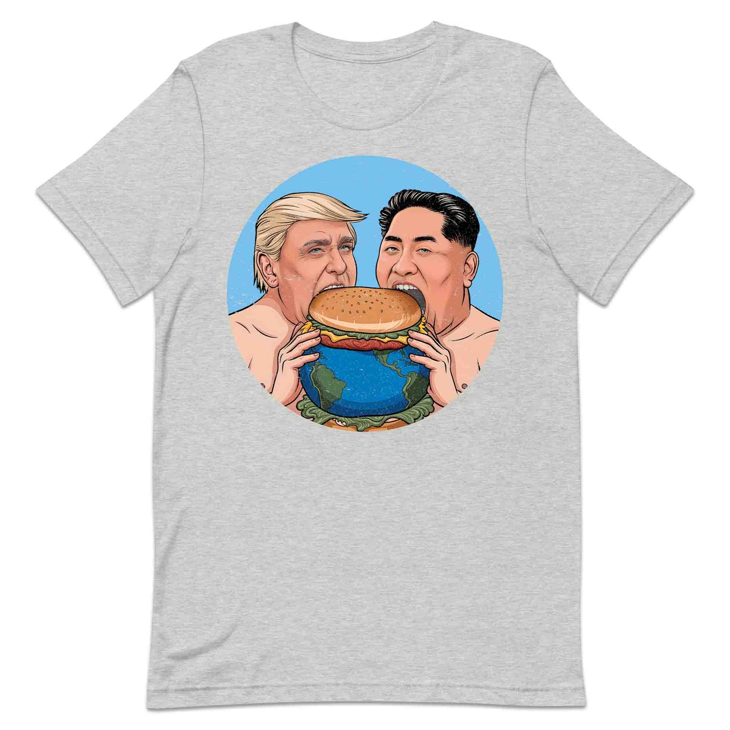 Funny Political Satire T-Shirt | Global Leaders Earth Burger Jumper | World Power Hunger Hoodie | PRODUCT CODE: FNPLCTASGB