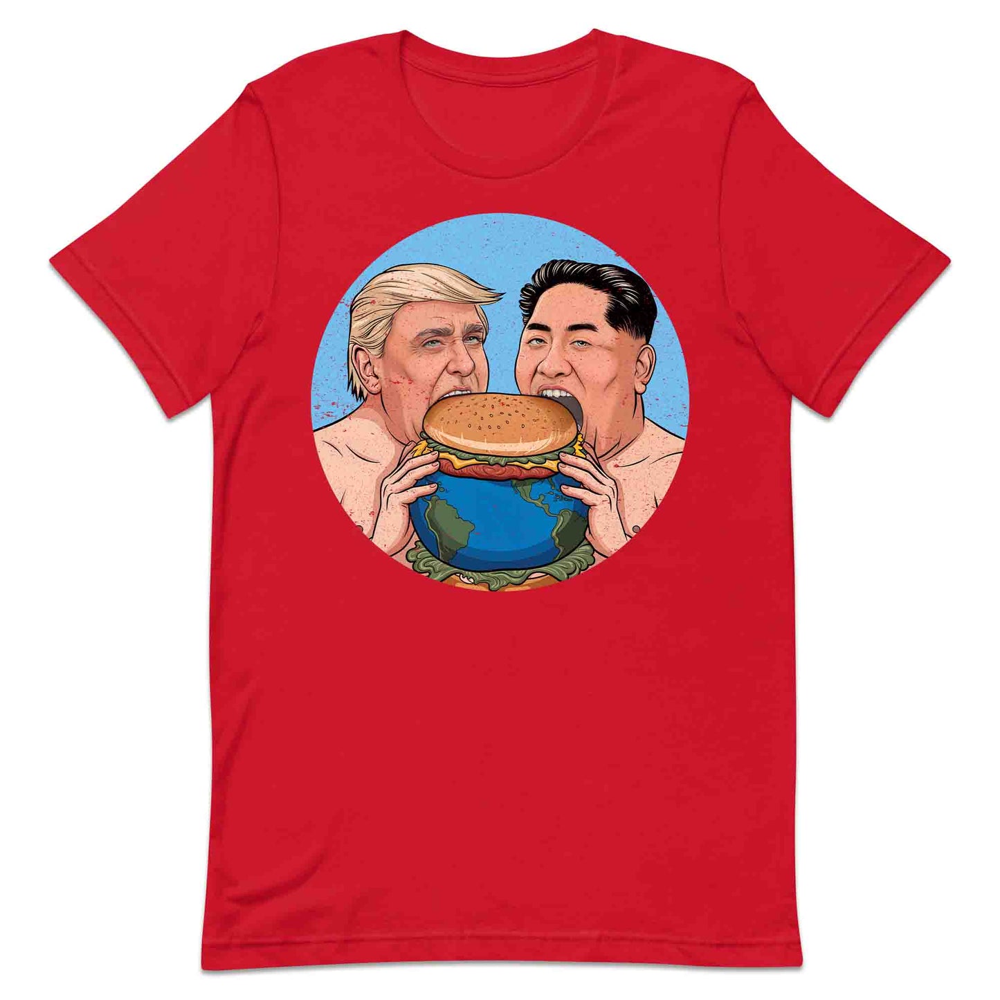 Funny Political Satire T-Shirt | Global Leaders Earth Burger Jumper | World Power Hunger Hoodie | PRODUCT CODE: FNPLCTASGB