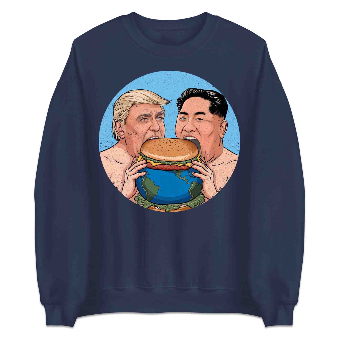 Funny Political Satire T-Shirt | Global Leaders Earth Burger Jumper | World Power Hunger Hoodie | PRODUCT CODE: FNPLCTASGB