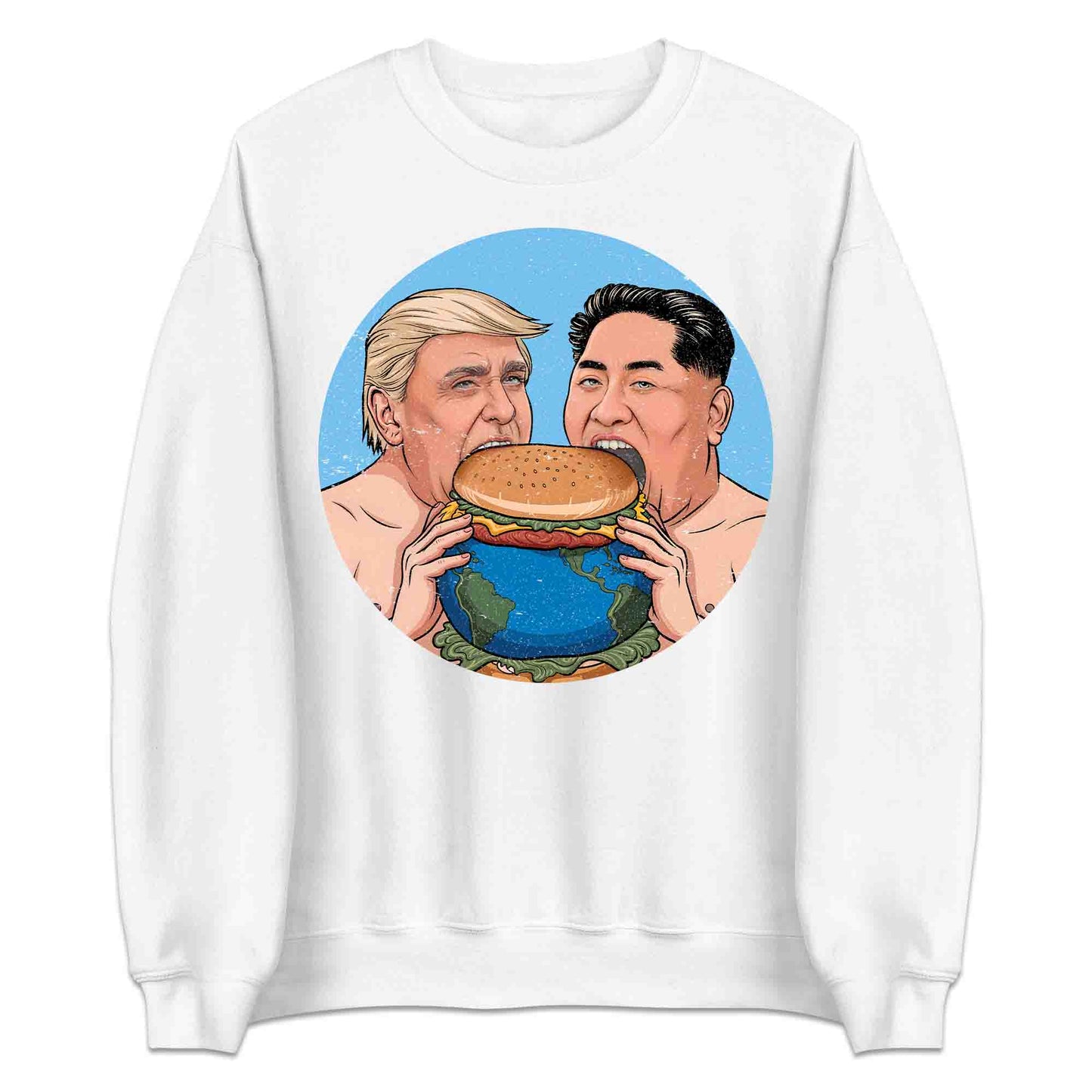 Funny Political Satire T-Shirt | Global Leaders Earth Burger Jumper | World Power Hunger Hoodie | PRODUCT CODE: FNPLCTASGB