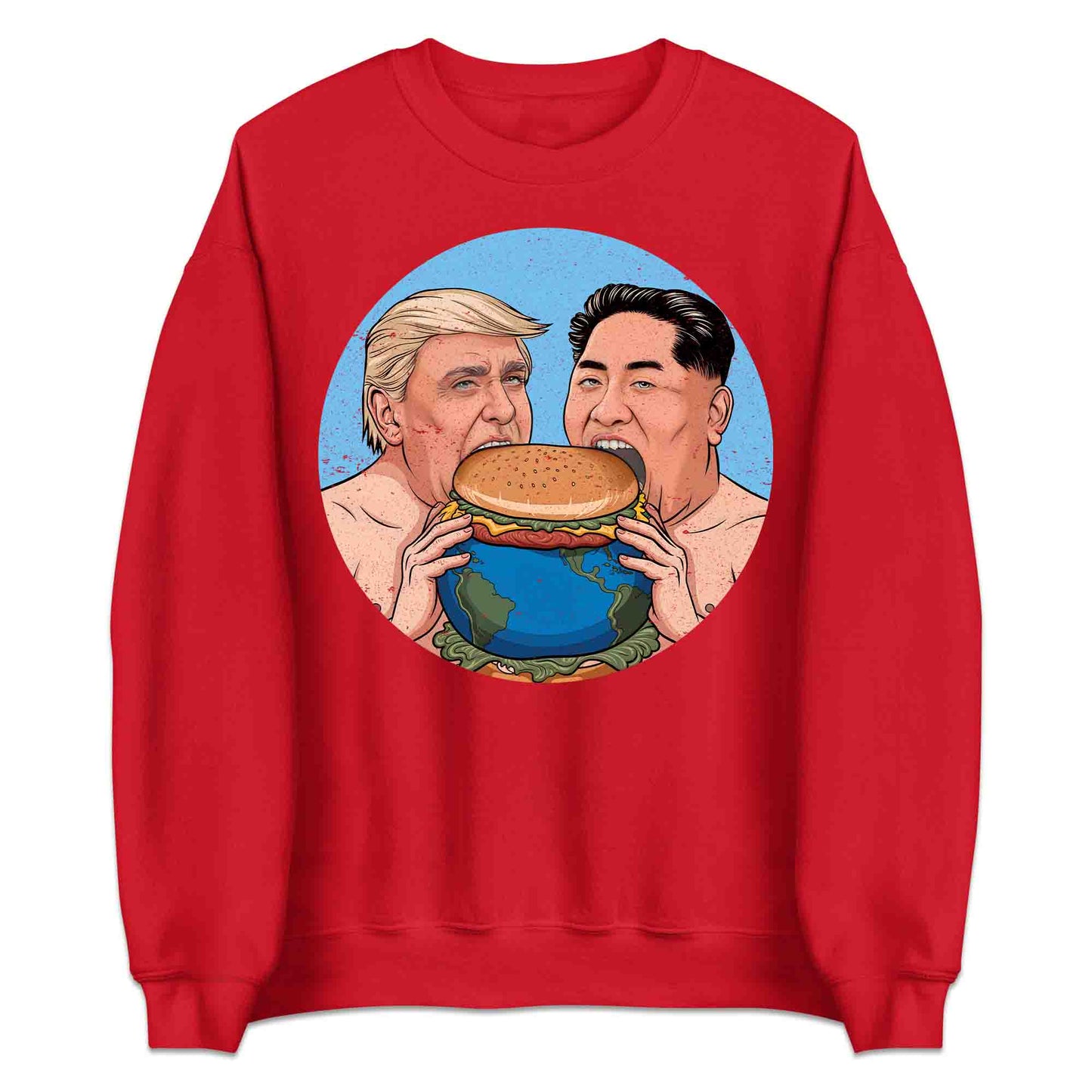 Funny Political Satire T-Shirt | Global Leaders Earth Burger Jumper | World Power Hunger Hoodie | PRODUCT CODE: FNPLCTASGB
