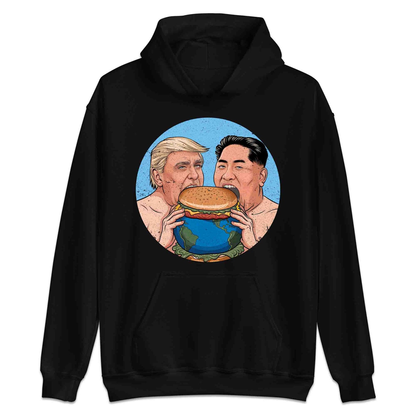 Funny Political Satire T-Shirt | Global Leaders Earth Burger Jumper | World Power Hunger Hoodie | PRODUCT CODE: FNPLCTASGB
