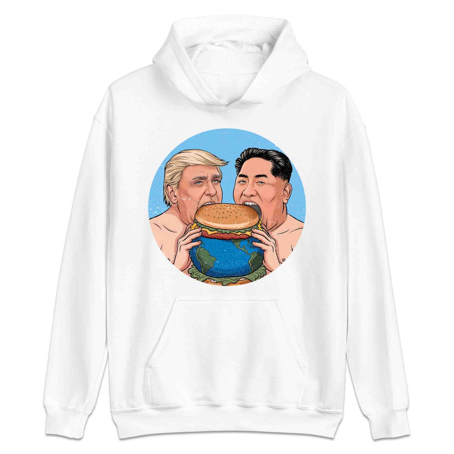 Funny Political Satire T-Shirt | Global Leaders Earth Burger Jumper | World Power Hunger Hoodie | PRODUCT CODE: FNPLCTASGB