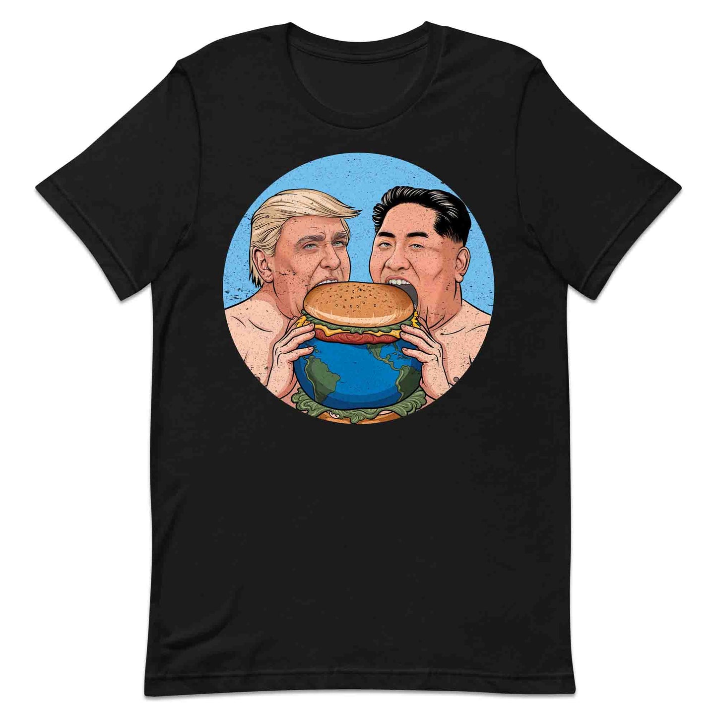 Funny Political Satire T-Shirt | Global Leaders Earth Burger Jumper | World Power Hunger Hoodie | PRODUCT CODE: FNPLCTASGB