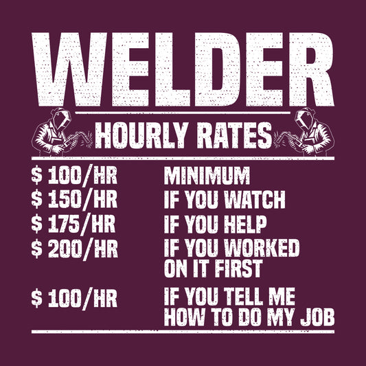 Welder Hourly Rates Labor Day Welding Humor | PRODUCT CODE: FNWLDHRTPS