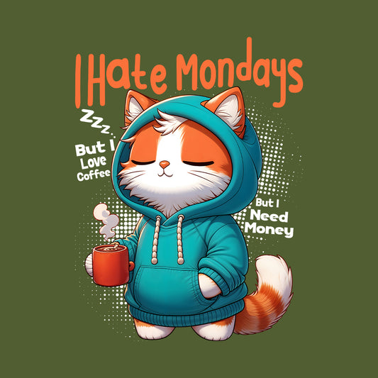 I Hate Mondays Funny Cat Coffee Anti-Monday Vibes | PRODUCT CODE: FNYCTFEOMNDA