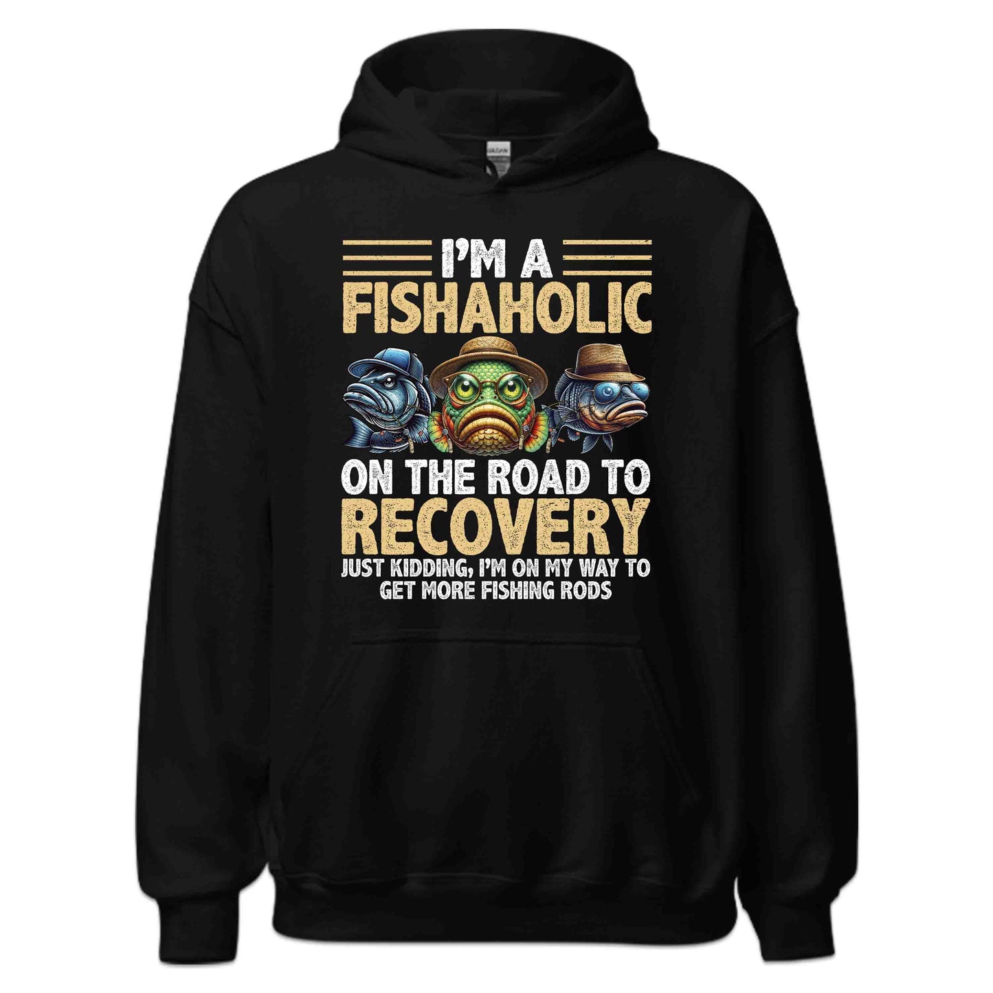 Funny Fishing I'm a Fishaholic on the Road to Recovery Joke | PRODUCT CODE: FNYSHOLCNRDT