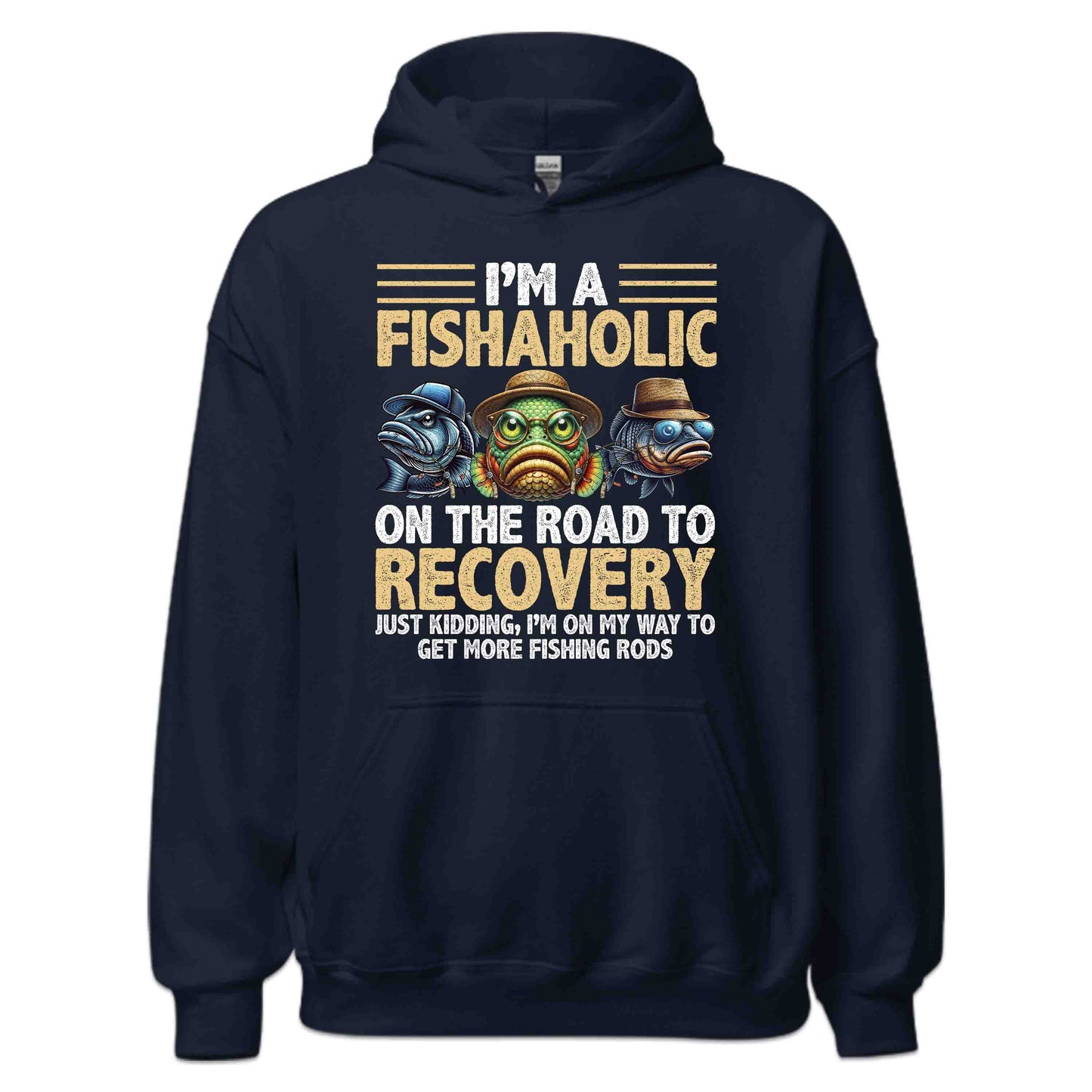 Funny Fishing I'm a Fishaholic on the Road to Recovery Joke | PRODUCT CODE: FNYSHOLCNRDT