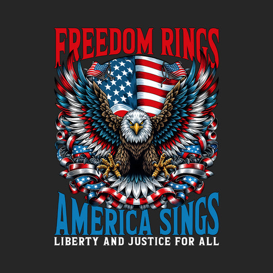Freedom Rings America Sings Eagle USA Flag Liberty and Justice | PRODUCT CODE: FRDMRNGSAMEL
