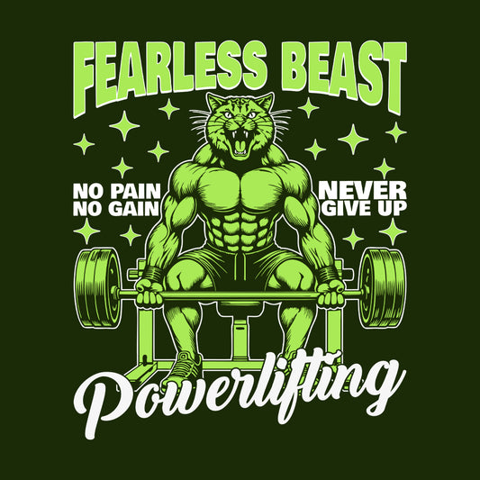 Fearless Cat Gym Beast Powerlifting No Pain No Gain | PRODUCT CODE: FRLCTAGYMBPW