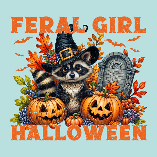 Feral Girl Halloween Spooky Raccoon Autumn Season | PRODUCT CODE: FRLGIHLWRC