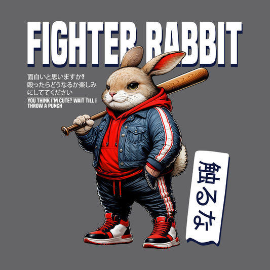 Fighter Rabbit Streetwear Tough Bunny with Baseball Bat | PRODUCT CODE: FTHGRBASTEWRN