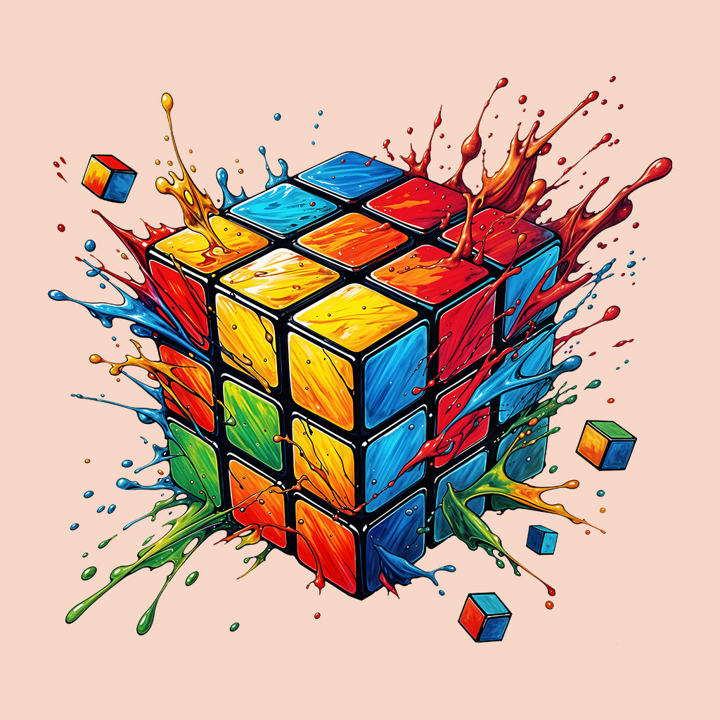 Futuristic Vibrant Rubik’s Cube 3D Puzzle Splash Speedcubers Gamers & Math Lovers | PRODUCT CODE: FTRSCVBNEULK
