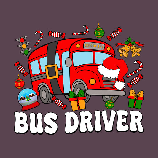 Festive Christmas School Bus Bus Driver Merry Xmas | PRODUCT CODE: FTVSBUDRIEMY