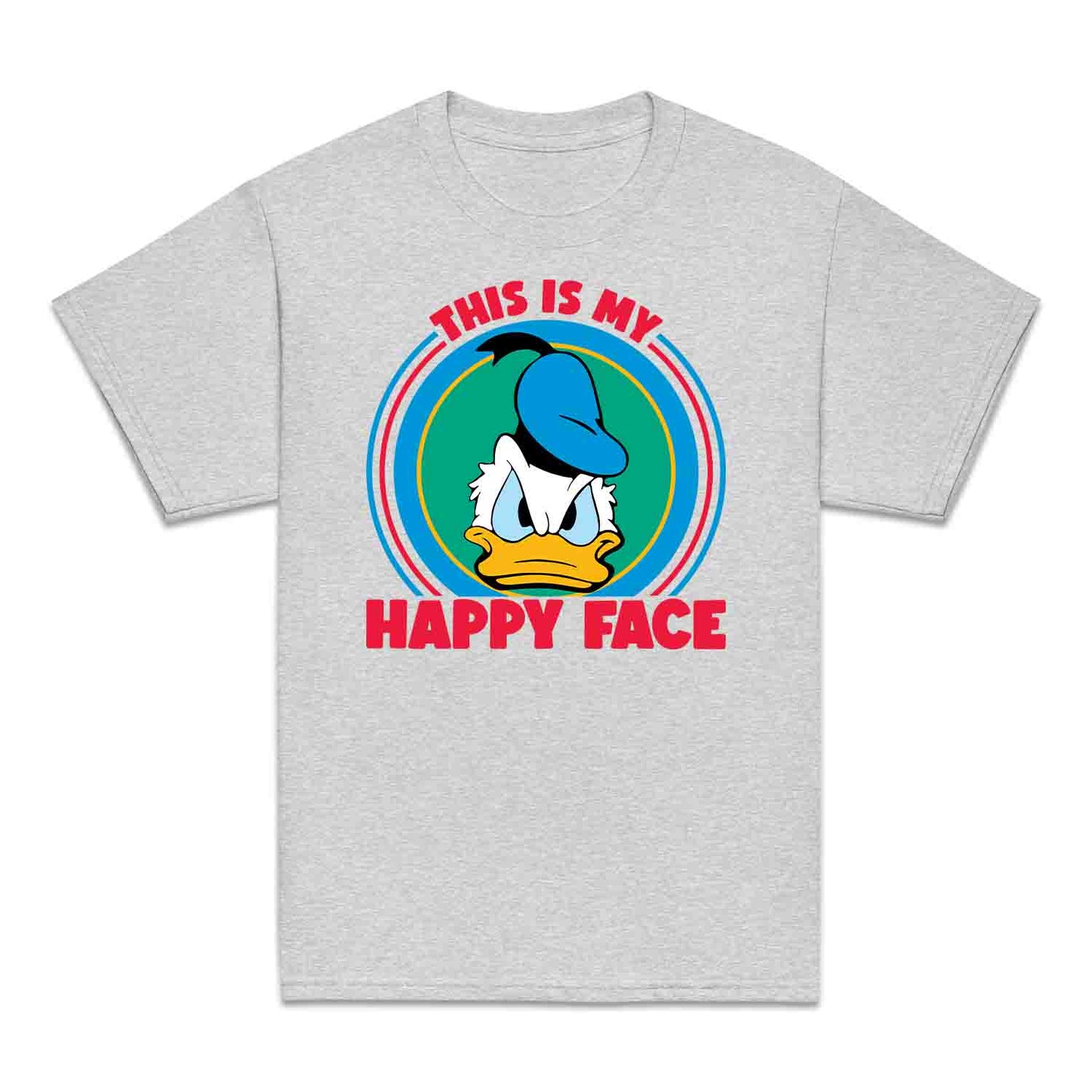 Donald Duck Angry Face Kids T-Shirt, Jumper & Hoodie – “This Is My Happy Face” for Vintage Disney Lovers & Sarcastic Humor Fans | PRODUCT CODE: FYBASDIKC