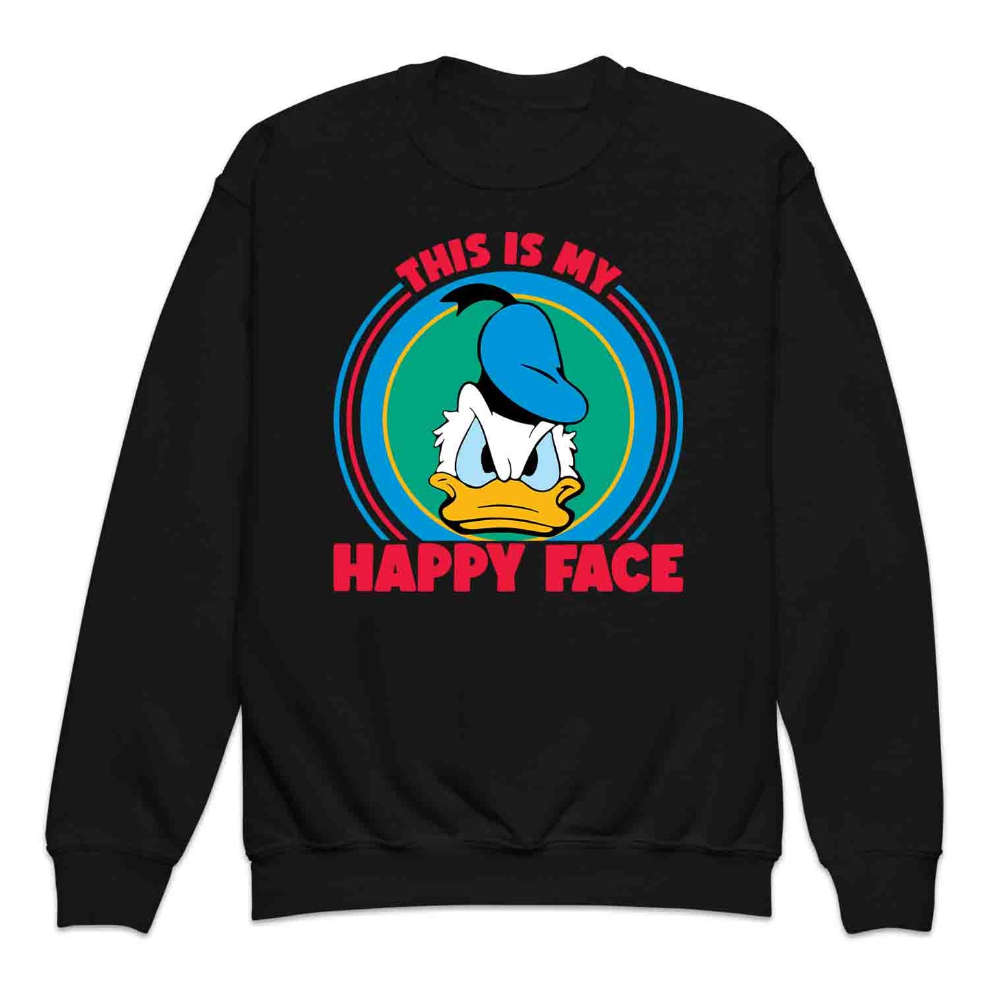 Donald Duck Angry Face Kids T-Shirt, Jumper & Hoodie – “This Is My Happy Face” for Vintage Disney Lovers & Sarcastic Humor Fans | PRODUCT CODE: FYBASDIKC