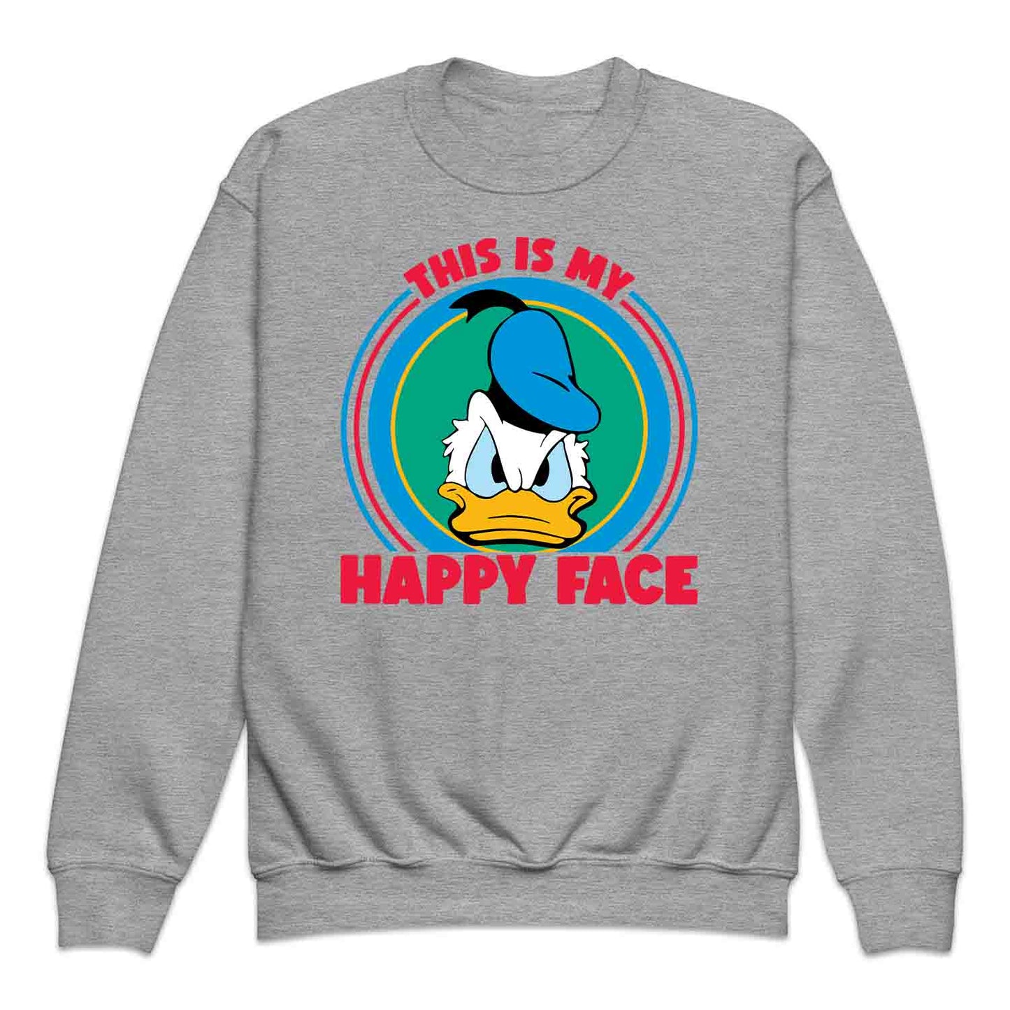 Donald Duck Angry Face Kids T-Shirt, Jumper & Hoodie – “This Is My Happy Face” for Vintage Disney Lovers & Sarcastic Humor Fans | PRODUCT CODE: FYBASDIKC