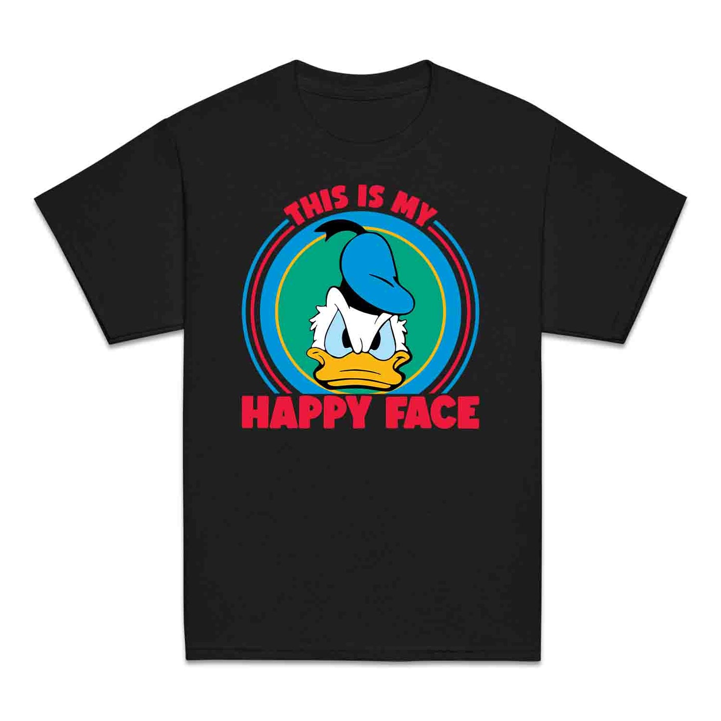 Donald Duck Angry Face Kids T-Shirt, Jumper & Hoodie – “This Is My Happy Face” for Vintage Disney Lovers & Sarcastic Humor Fans | PRODUCT CODE: FYBASDIKC