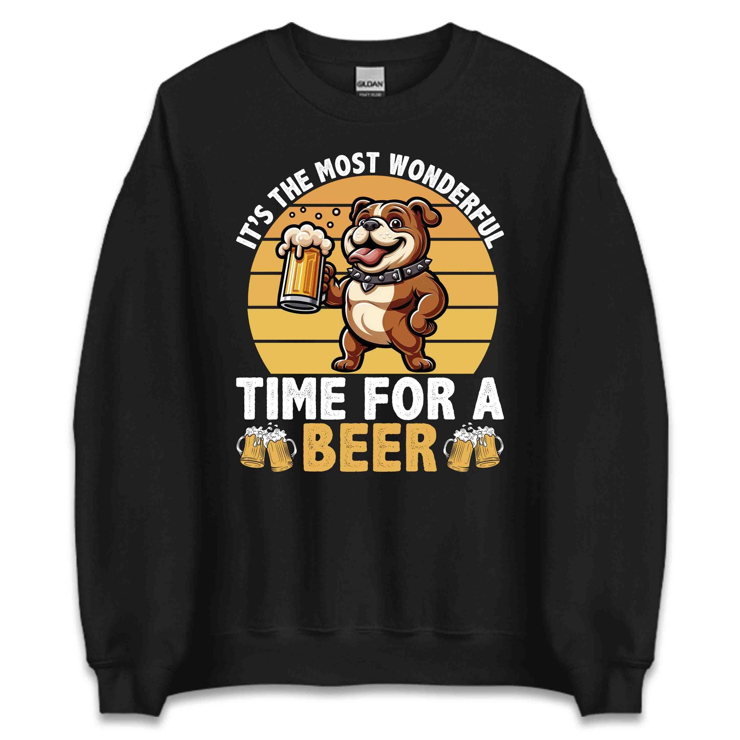 Bulldog Beer Drinking It's The Most Wonderful Time For A Beer Dog Holding A Pint | PRODUCT CODE: FYNBLDGKRMO