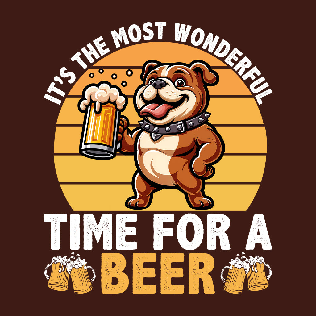 Bulldog Beer Drinking It's The Most Wonderful Time For A Beer Dog Holding A Pint | PRODUCT CODE: FYNBLDGKRMO