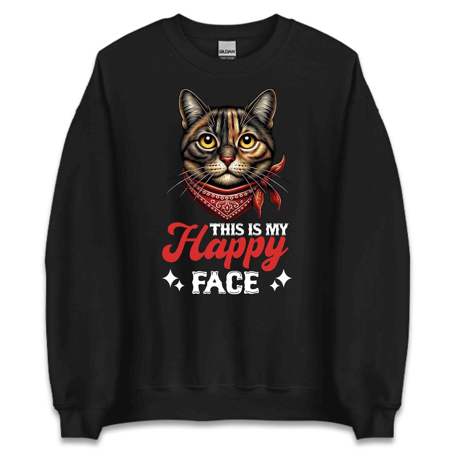 Funny Cat Lover This Is My Happy Face Grumpy Kitty Bandana | PRODUCT CODE: FYNCTALVRTHM