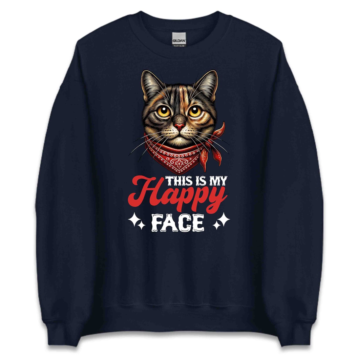 Funny Cat Lover This Is My Happy Face Grumpy Kitty Bandana | PRODUCT CODE: FYNCTALVRTHM