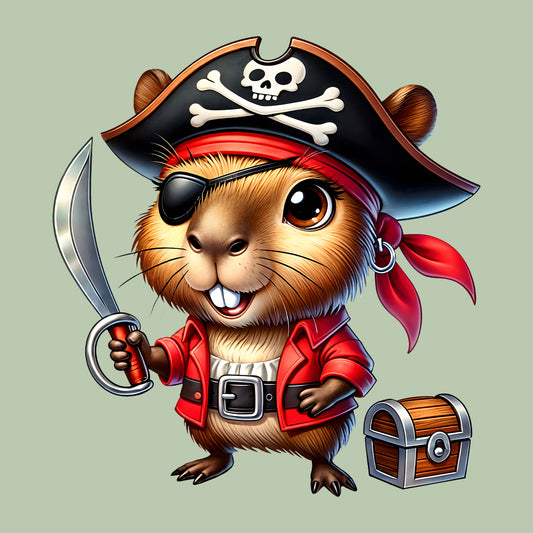 Funny Pirate Capybara Nautical Adventure Rodent Pirate Holding Sword | PRODUCT CODE: FYNPRTECYPB