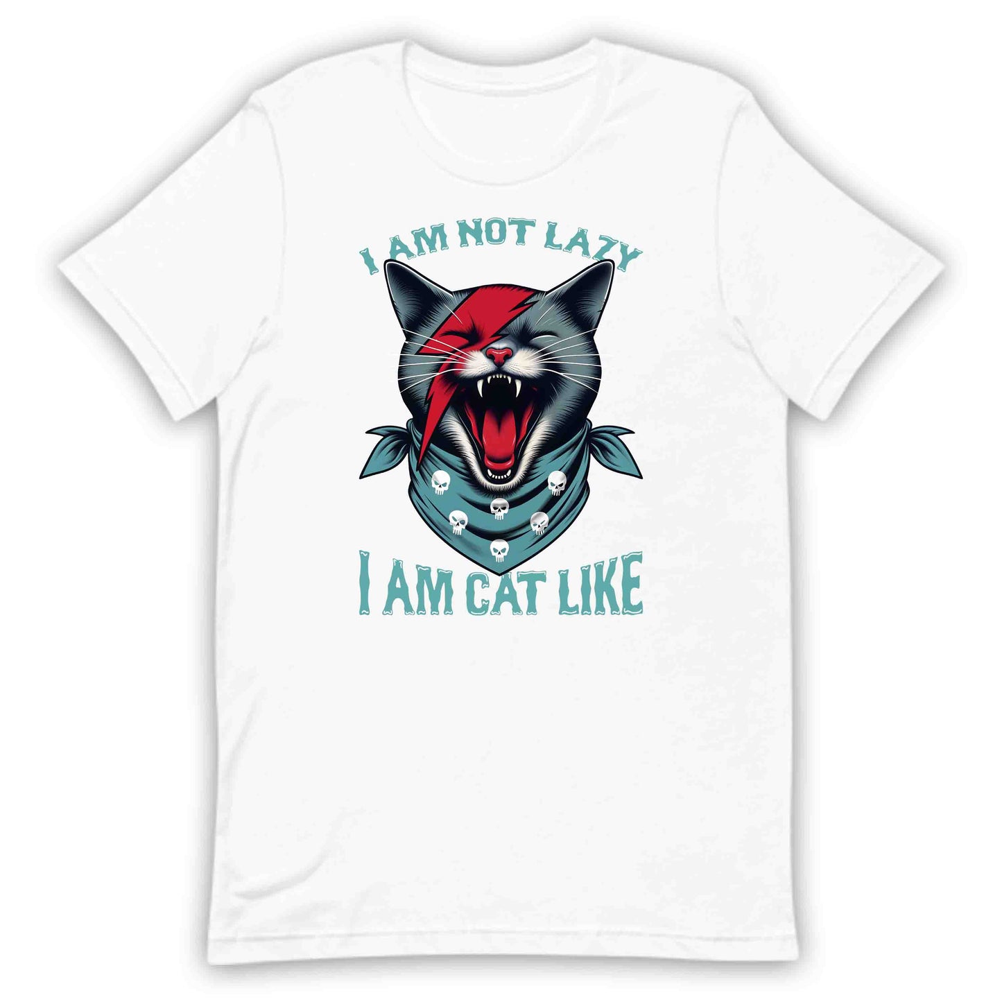 Rockstar Cat Fierce Punk Feline Snarling Kitty with Skull Bandana & Lightning Bolt | PRODUCT CODE: FYNRCKTASPKU